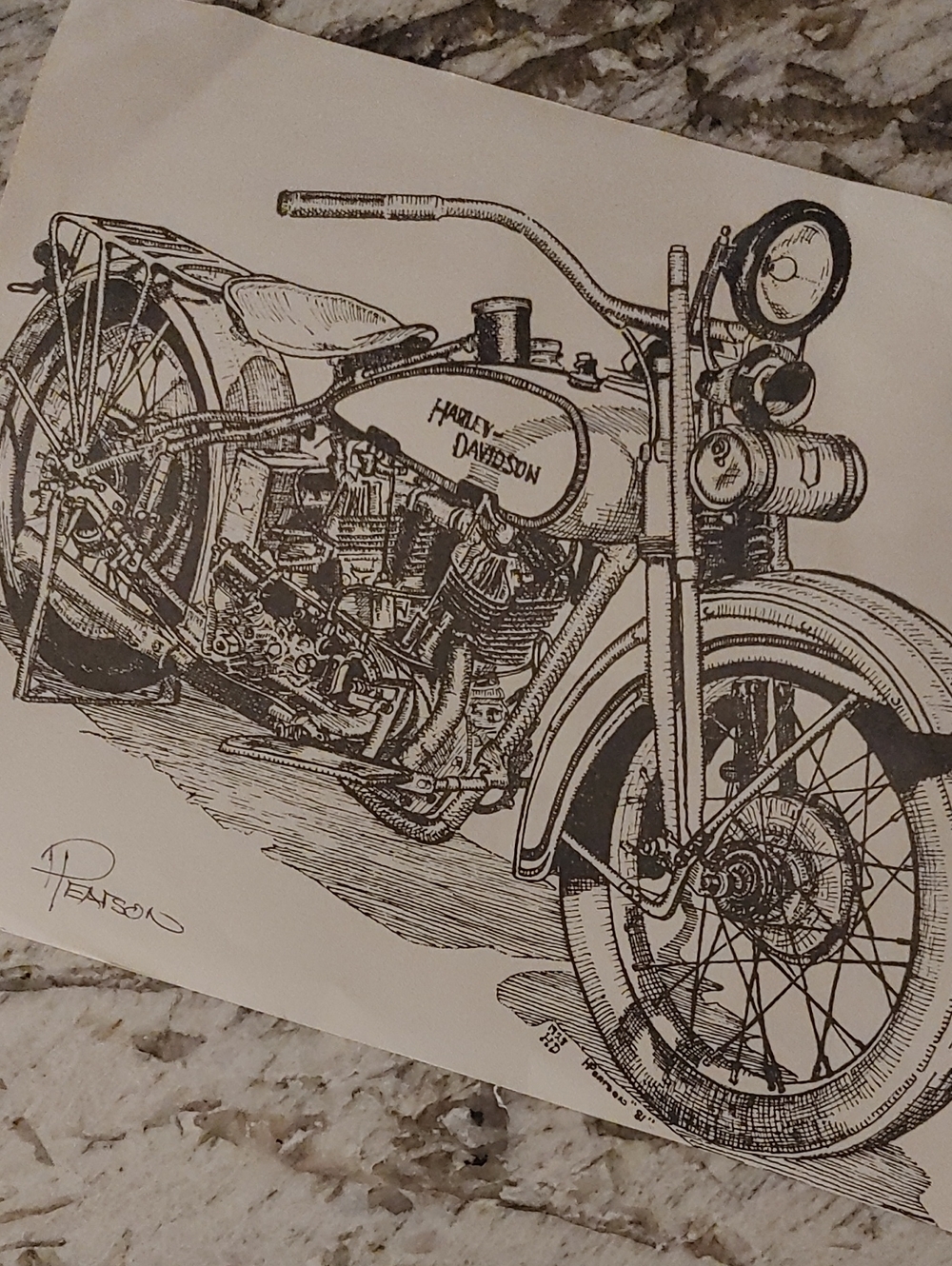 Harley-Davidson Print, Vintage, Signed